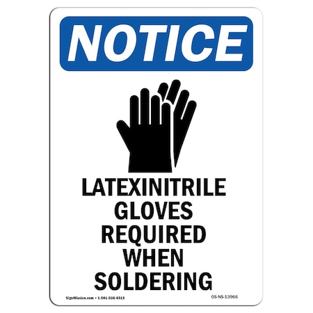 OSHA Notice Sign, Latex Nitrile Gloves With Symbol, 5in X 3.5in Decal